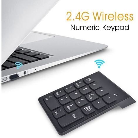 Pavé numérique sans fil iClever - 2,4 GHz - Pour ordinateurs portables et fixes, PC et MacBook - Ultra fin - Noir (1/4)