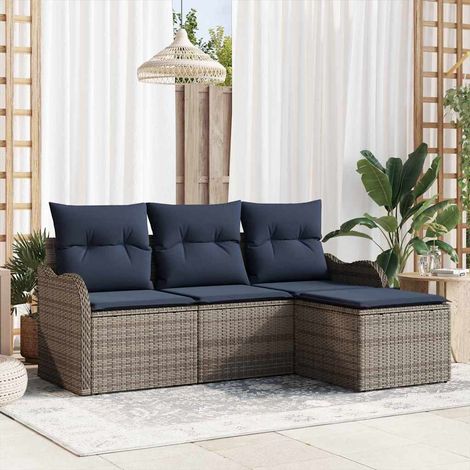 Set Divano da Giardino Grigio polyrattan vidaXL (1/5)