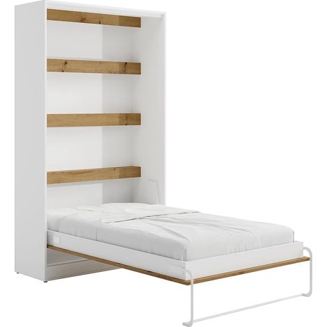 Letto estraibile 120 x 200 cm Apertura verticale manuale Con LED Bianco e Naturale - RAPILI (1/5)