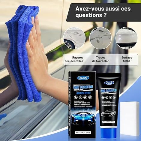 Car Scratch Repair Paste for Car Polish, Car Scratch Repair Kit Contains Towel and Sponge, for All Types of Vehicles (1/4)