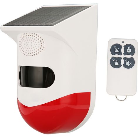 Alarme solaire pour allée de garage, 110 dB, avec télécommande sans fil, pour maison, entrepôt ou extérieur. (1/5)