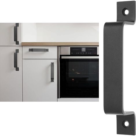 Sollbry 1x Tirador para puerta de granero (negro) - Tirador sólido - Acabado liso - Un aspecto rústico para puertas y gabinetes de cocina (1/5)