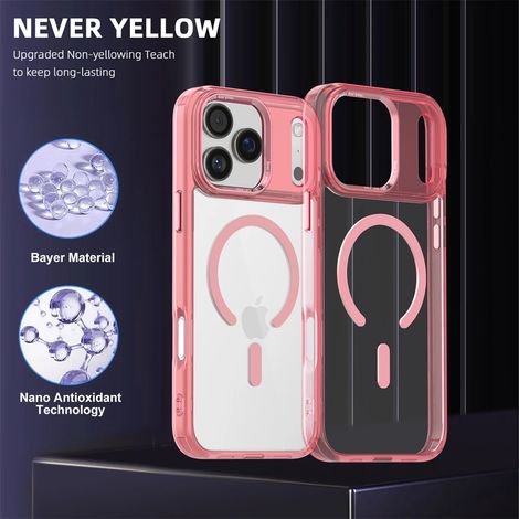 (iPhone 12, Rose) Étui magnétique pour iPhone, compatible avec la recharge sans fil MagSafe. (1/5)
