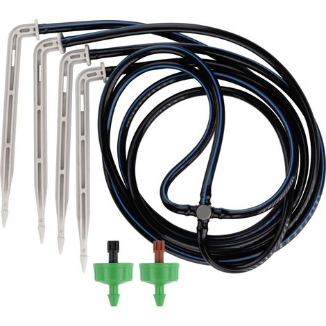 Kit piquet avec 4 goutteurs pour arrosage goutte à goutte – Raccordement 4mm – Micro irrigation pour espaces extérieurs – Aroz