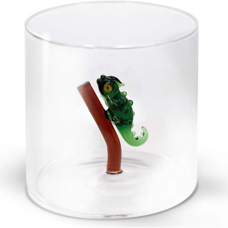 WD LifeStyle Bicchiere Vetro Borosilicato Cc 250 ml Decoro Geco