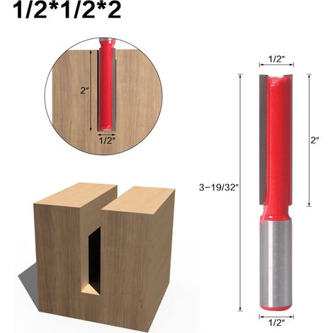 1/2-Zoll-Verlängerungsfräser für Holzbearbeitung, Schlitzfräser, 1/2" x 1/2" x 2 (1/5)