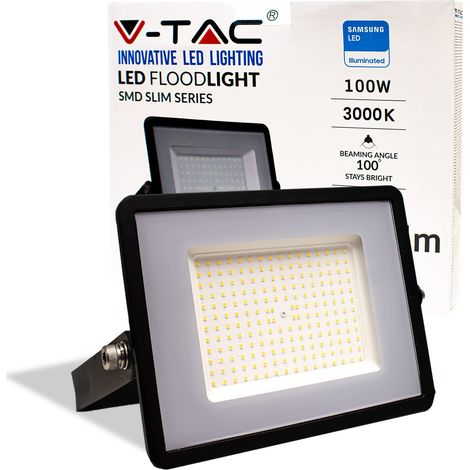 V-TAC Faro LED da Esterno 100W con Chip Samsung - [Ultima Generazione] - IP65-8200 Lumen - Proiettore LED Esterno Nero per Casa, Giardino, Garage - Impermeabile - Fari - Luce Bianca Naturale