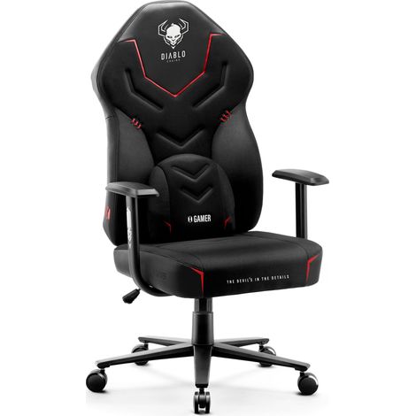 Diablo X-Gamer 2.0 Gaming Stuhl Computerstuhl ergonomischer Bürostuhl Gamer Chair Schreibtischstuhl: Schwarz (1/5)