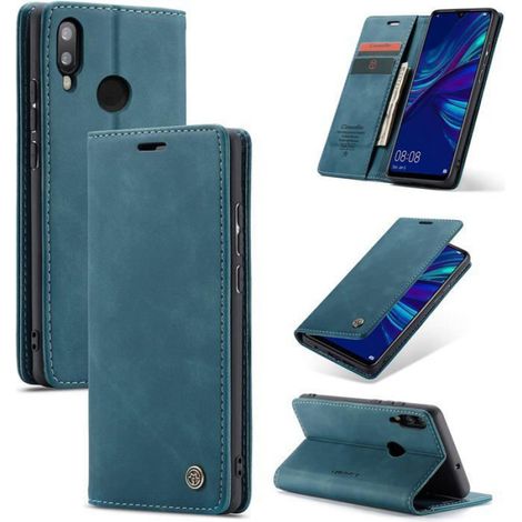 Coque pour Huawei P Smart 2019 / Honor 10 Lite Pochette Etui Protection Housse Premium en Cuir PU Etui à Rabat Bleu Vert (1/5)
