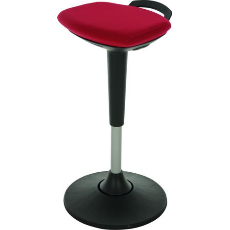 STIER Assis-debout multiposition avec pied à disque, hauteur d'assise 600-840 mm, rouge, noir, forme ergonomique, réglage en hauteur, chaise d'atelier (1/4)