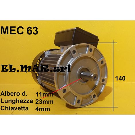 0,35 HP 0,25 KW Mec 63 2800 Giri Motore Elettrico Monofase 2 Poli  B5 Flangiato - Interruttore Luminoso (1/2)