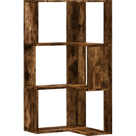Eck-Bücherregal 3 Böden Räuchereiche 50x50x102 cm Holzwerkstoff