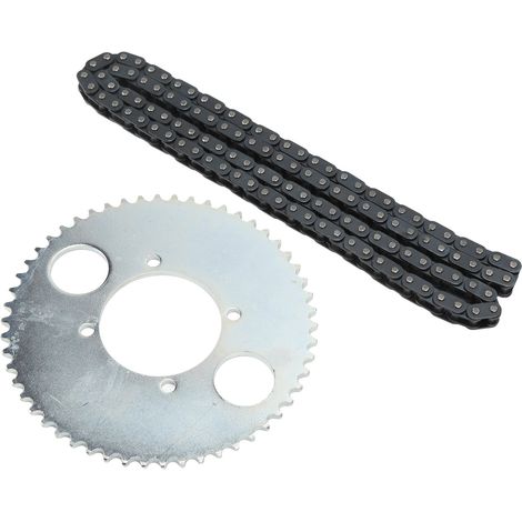 Pignon arrière T8F 54 dents avec kit chaîne 116 maillons pour moteurs 2 temps 47cc et 49cc (1/5)