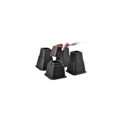 8-teiliges Set verstellbarer Möbelfüße (4 hohe, 4 niedrige) – Platzsparende Füße für Bett, Tisch und Sofa (8 bis 20 cm) (Schwarz) – Crezuo