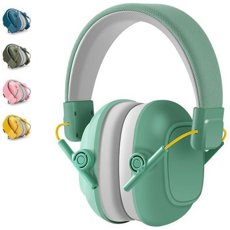 Casque Anti Bruit Enfant -Prévient les troubles auditifs -SNR 25dB- 5-16 ans Enfant Etudiant-our de tête applicable 48-58 cm -Menthe (1/5)