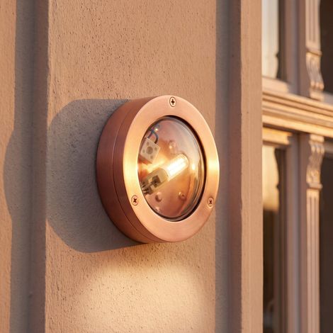 Außenlampe Wand in Kupfer IP64 G9 Ø 14 cm Glas Messing Maritim Wandlampe (1/5)