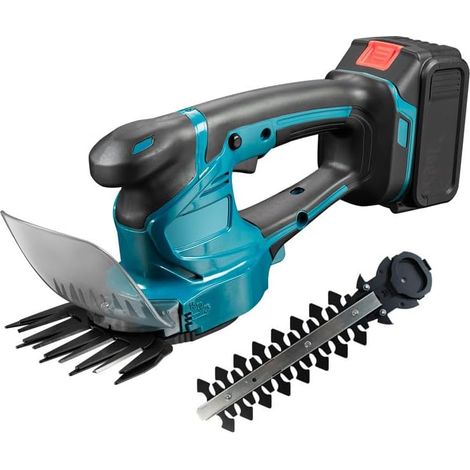 18-V-Akku-Heckenschere, elektrische Heckenschere/Rasenschere mit 2 Klingen, 1,5-Ah-Akku, zum Schneiden, Beschneiden, Rasenmäher für die Gartenarbeit