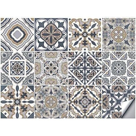 12 Stickers Carreaux Muraux 15x15cm, Crédence Adhésive pour Cuisine, Salle de Bain, Auto-Adhésif