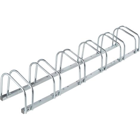 Râtelier pour 6 vélos extérieur intérieur polyvalent 120 x 40 x 70 cm en acier galvanisé gris (1/4)
