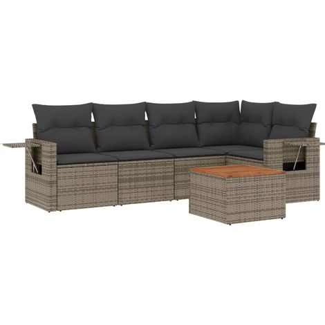 Maison Exclusive - 6-tlg. Garten-Sofagarnitur mit Kissen Grau Pol (1/3)