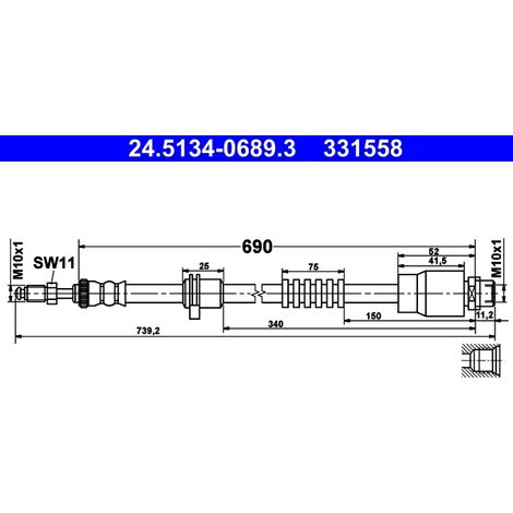 Flexible de frein ATE 24.5134-0689.3 BMW 34 30 6 787 512