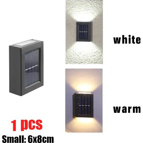 (Lumière blanche - 1 pièce, 2 LED) Lampe solaire murale étanche pour jardin, compatible avec les éclairages extérieurs, les lampadaires, la décoration de balcon, de porche et de cour. (1/5)