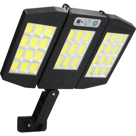 Projecteur solaire extérieur à détecteur de mouvement, 3 têtes, sécurité IP64, étanche, LED 33 LED COB 264, pour allée ou clôture. (1/5)