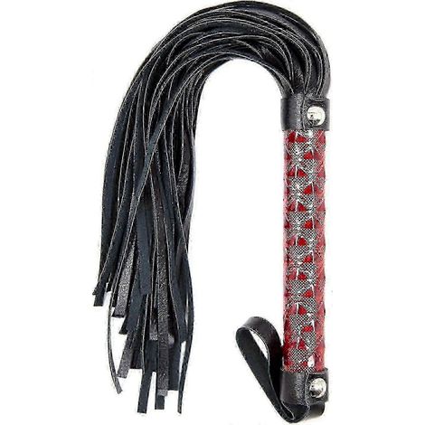 Cravache en cuir souple antidérapante et pratique, compatible avec les fouets d'équitation et les costumes de cosplay (rouge). (1/3)