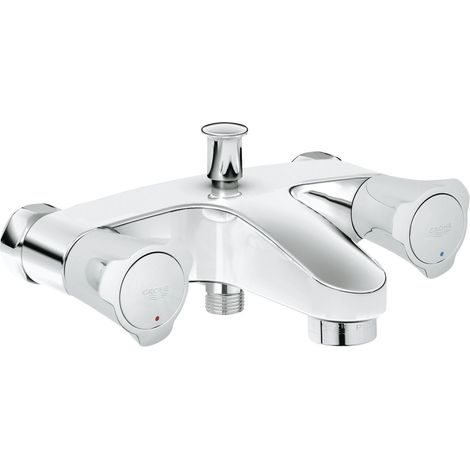 Grohe – Mélangeur de baignoire – Entraxe 150 mm – Finition chromée – Montage mural avec inverseur automatique – Poignées en métal (1/3)