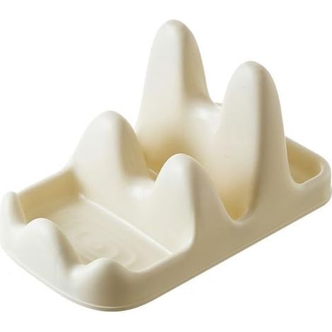 Soporte para tapas de ollas, organizador de cocina multifuncional para encimera/estufa, soporte para tablas de cortar y utensilios, estante de dos niveles para tapas (blanco)