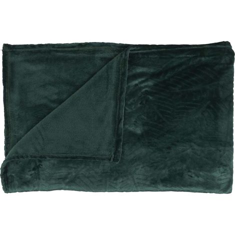 Plaid Flanelle 150x200cm Embossé Motif Feuilles Vet Sapin (1/2)
