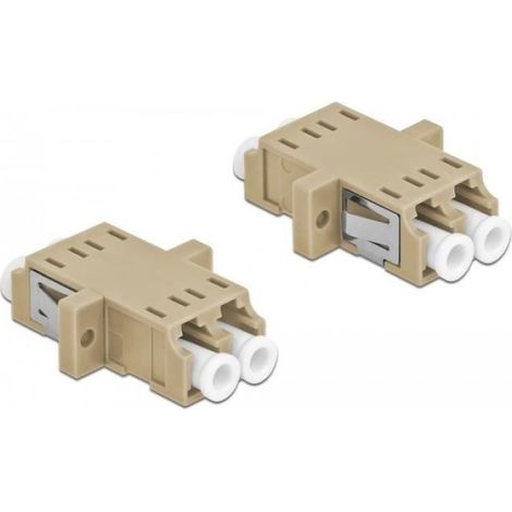 Connecteur Fibre Optique LC Femelle-Femelle - OM2 Multimode - Vitrocéramique - Beige - 2 Pièces (1/4)