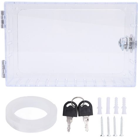 Couvercle transparent de boîte de verrouillage de thermostat avec protège-clés, convient aux thermostats de 6,1 x 3,95 x 2 pouces ou moins (1/5)
