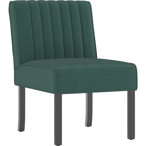 Fauteuil de Salon，Chaise，Fauteuil sans accoudoirs vert foncé velours CFW771966 (1/5)