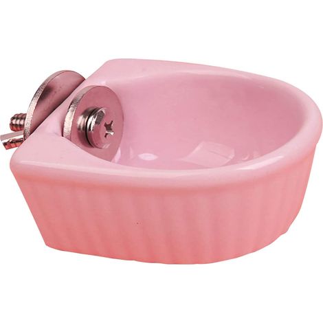 Comedero pequeño para animales, con bebedero y comedero de cerámica extraíble, accesorios para animales pequeños como conejos, loros, ardillas, chinchillas, hámsteres y hurones - rosa - pequeño (1/5)