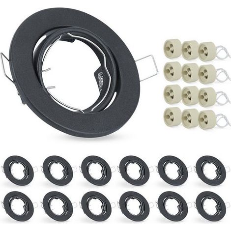 ZMH 12 LED Spotlights encastrés Cadre de montage GU10 Spotlights encastrés Pivotant 30° Ronds Incluant Prise GU10 Cadre Chrome Halogène Adapté pour Centre de lumière LED (1/5)