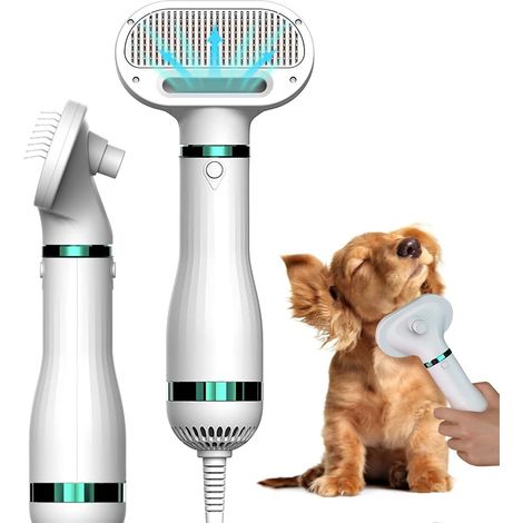 Dog Hair Dryer 3 In 1 Portable Hair Dryer And Brush, Adjustable Temperature And Automatic Hair Removal One Button, Blower Hair Grooming Hair Comb For Small And Large Pets