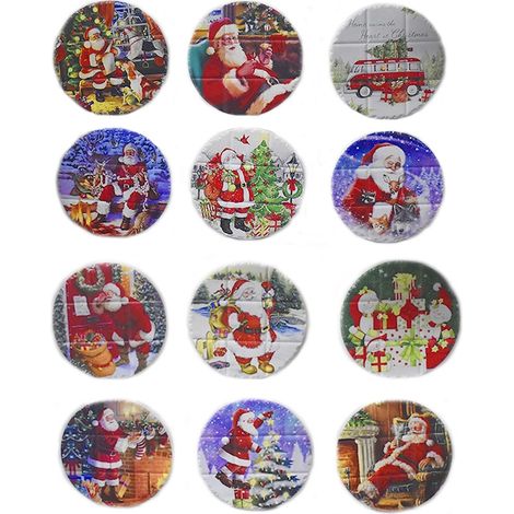 Sotto bicchieri decorazioni natalizie per tavola di natale addobbi set12 rotondi babbo pupazzo di neve renne idea regalo (1/5)