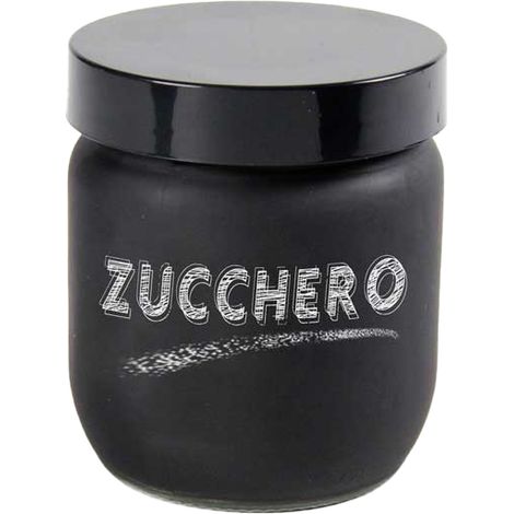 BARATTOLO IN VETRO SATINATO TONDO DA 425ML PER ZUCCHERO COLORE NERO (1/2)