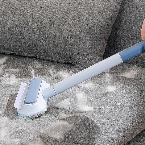 Brosse anti-poils pour animaux manche extensible 3 sectionsOutil de nettoyage poils chat et chien longue portéeDétachant de poils pour canapé, lit et tapis (1/5)