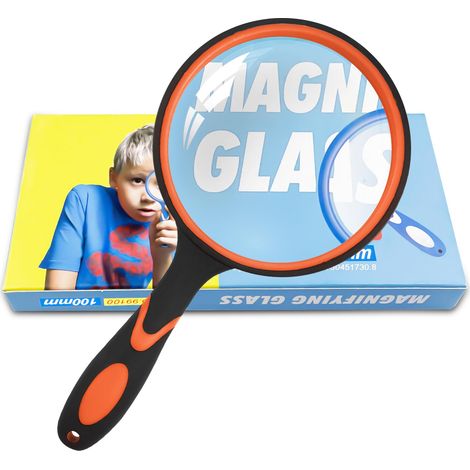 Loupe de Lecture 100 mm – Loupe à Main Haute Définition avec Poignée Antidérapante, Lentille en Verre HD Anti-Rayures – Idéale pour Seniors & Enfants, Lecture, Sciences, Insectes et Loisirs (1/5)