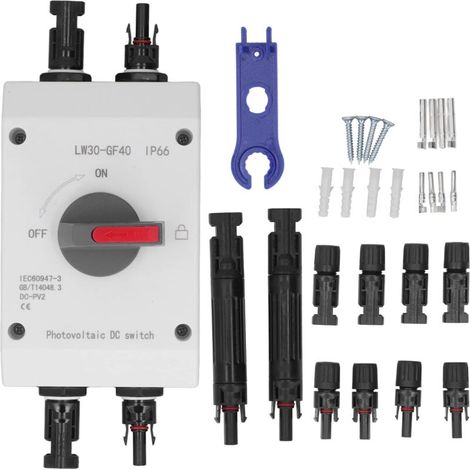 32A PV DC Isolator Switch, IP66 Solar System Combiner Box Insolated Switch For Solar Power System RV, Boats, And Off/On-Grid Solar System(Fusible Proactif) (1/5)