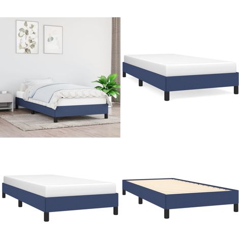 Cadre de lit sans matelas bleu 90x200 cm tissu - Cadre De Lit - Lit Simple - Lit Bleu - Literie - Meuble Chambre - Home & Living (1/5)