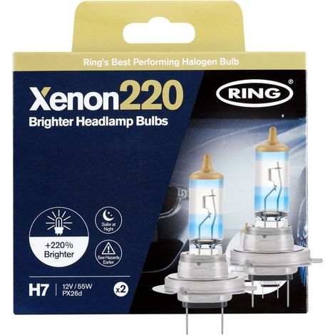 2 AMPOULES H7 12V 55W PX26d +220% HAUTE PERFORMANCE RING