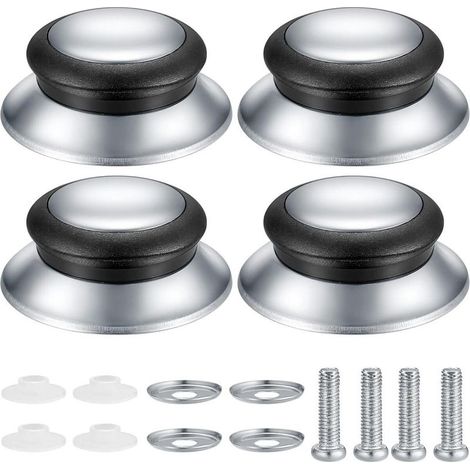Boutons de couvercle de casserole, ensemble de 4 pièces, poignées universelles en acier inoxydable pour ustensiles de cuisine (1/5)