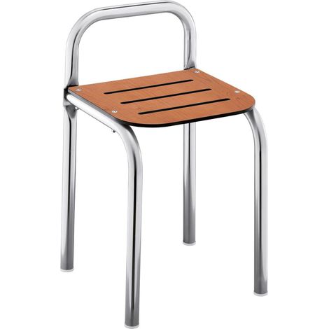 BELTRAN 2702 ASIDEROS Banqueta C/ Respaldo Tubo Inox Asiento Cerezo - ref: 064-2702