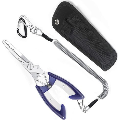 Fishing Pliers, Multifunctional and Lightweight Stainless Steel Hook Removal Tool with Safety Wrapped Lanyard (1/5)