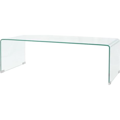 Mesa de centro de diseño contemporáneo 98 x 45 x 30 cm Cristal templado Transparente DEC037252