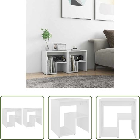 vidaXL Étagère de chevet - Tables de chevet 2 pcs blanc 40x30x40 cm bois d'ingénierie (1/5)