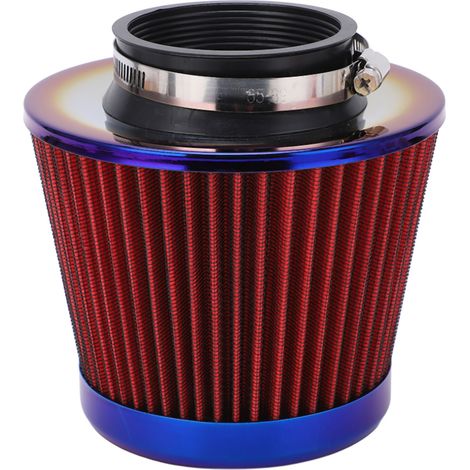 Filtre à air cône universel 76mm/3in hautes performances, lavable et réutilisable, rouge, accessoire admission d'air pour voiture. (1/5)